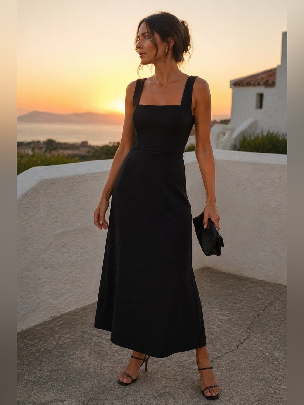 NWT🔖Show Me Your Mumu Black Midi Dress Square Neck Sleeveless Size M